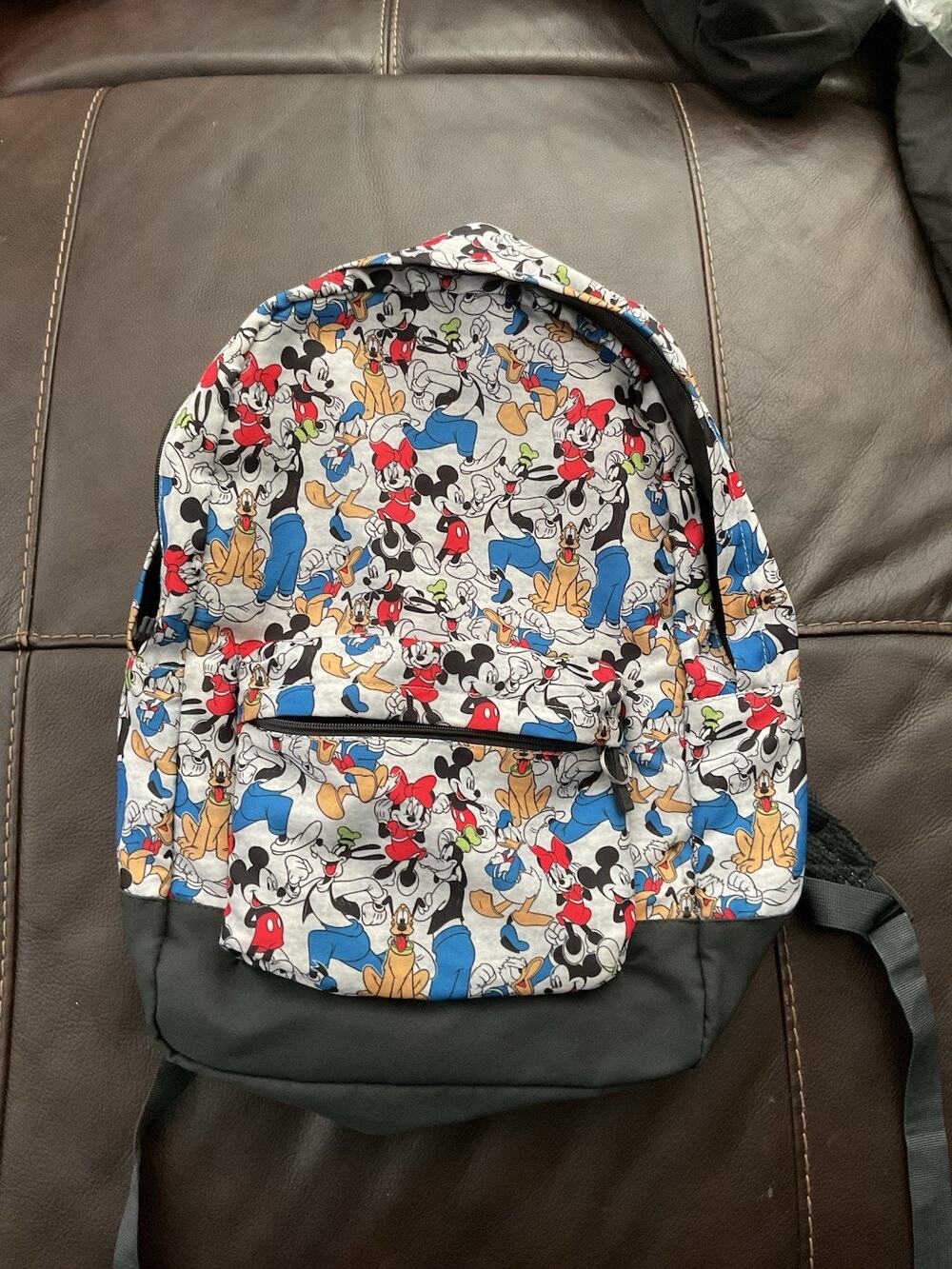 Disney Store Mickey Mouse & Friends Backpack Gray Minnie Donald Pluto